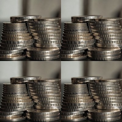 Stacks of silver coins