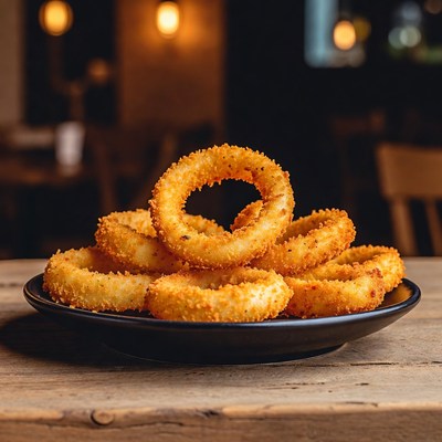 Crispy Onion Rings on Plate