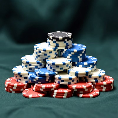 Colorful Poker Chips Pyramid