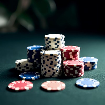 Stack of colorful poker chips