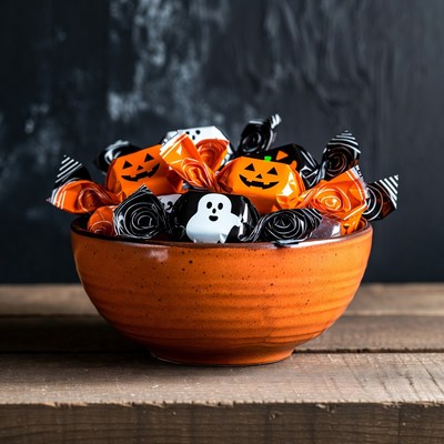 Halloween Candy in Orange Bowl