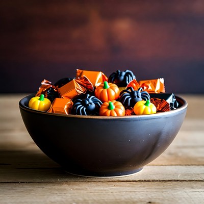 Halloween Candy Bowl with Pumpkins
