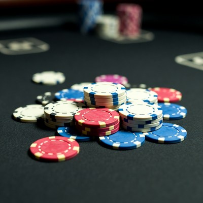 Colorful Poker Chips on Table