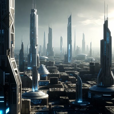 Futuristic Cyberpunk City Skyline