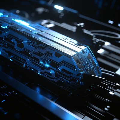 Glowing Blue Circuit Board Closeup