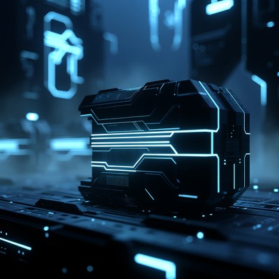 Futuristic Black Tech Cube