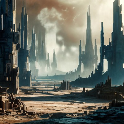 Futuristic Cyberpunk City Ruins