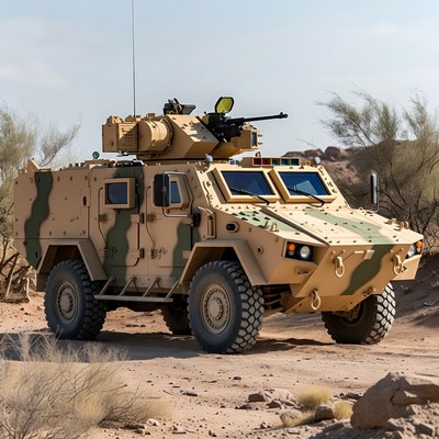 Tan Camouflage Armored Military Vehicle
