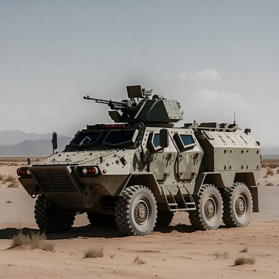 Military Armored Vehicle in Desert