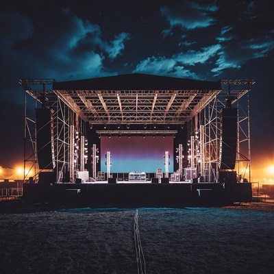 Empty Concert Stage at Night
