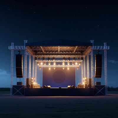 Illuminated Outdoor Stage at Night