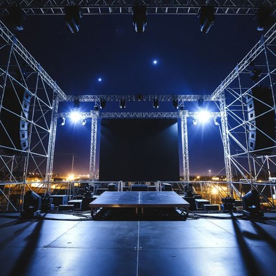Empty Concert Stage at Night