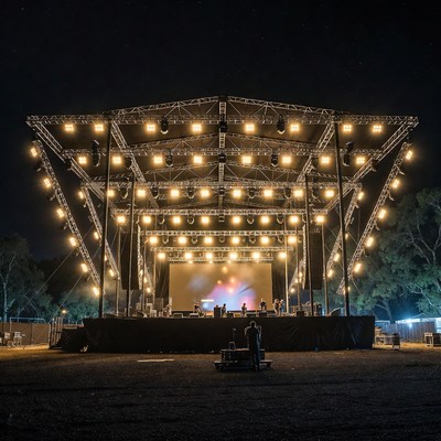 Lit Concert Stage at Night