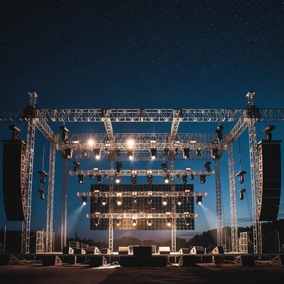 Empty Concert Stage at Night