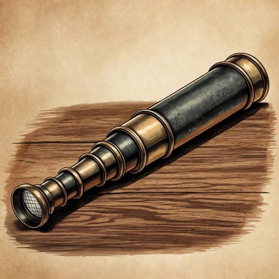 Vintage Brass Telescope Illustration