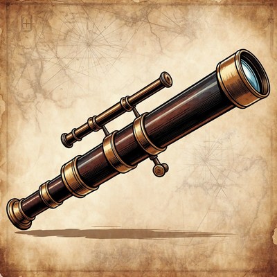 Vintage Brass Telescope Illustration