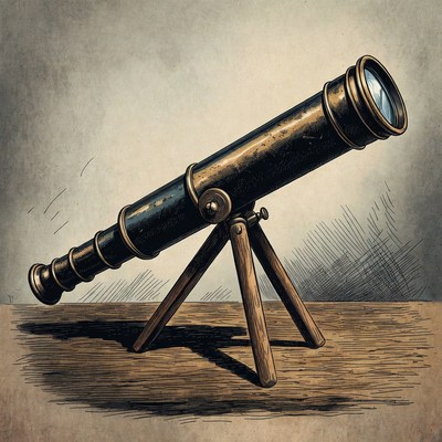 Vintage Telescope on Tripod Illustration