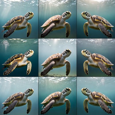 Swimming Green Sea Turtles Underwater