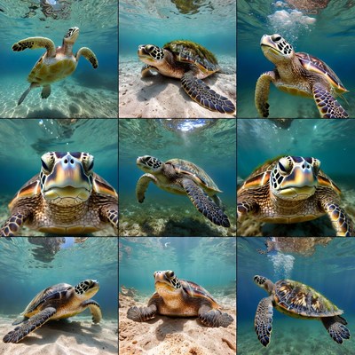 Sea Turtles Underwater Photography Collage