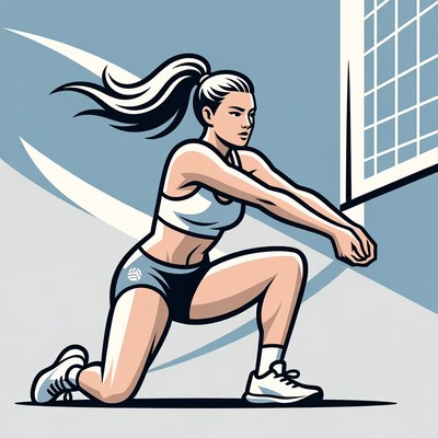 Woman lunging for volleyball illustration
