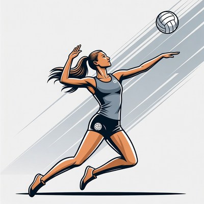Woman spiking volleyball illustration