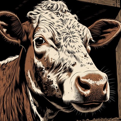 Close-up Holstein cow illustration