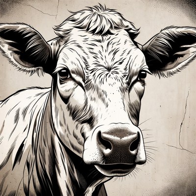 Cow head line art illustration