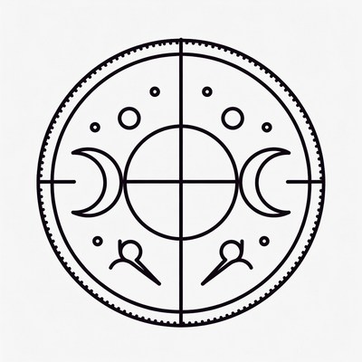 Triple Moon Goddess Symbol Illustration