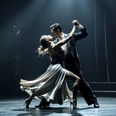 Couple Dancing Tango on Stage