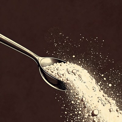 Spoon pouring flour
