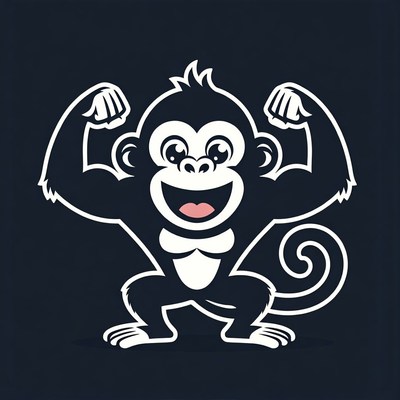 Muscular monkey flexing arms