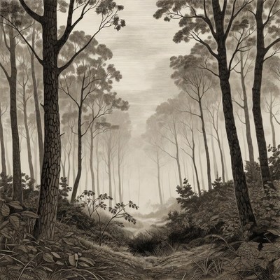 Misty Eucalyptus Forest Path