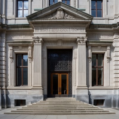 Grand neoclassical building entrance
