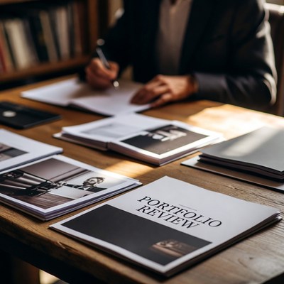 Man reviewing portfolio at desk