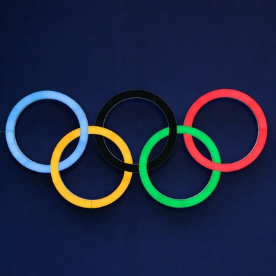 Olympic Rings on Blue Background