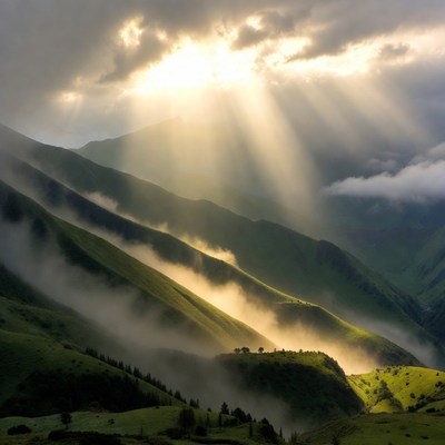 Sun Rays over Green Mountain Valley