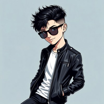 Anime boy in leather jacket
