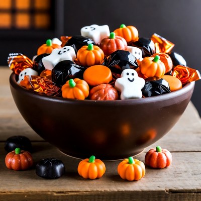 Halloween Candy Bowl with Pumpkins