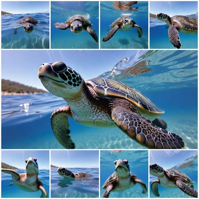 Baby Sea Turtle Swimming Underwater