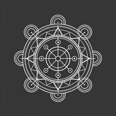 White Geometric Hexagram on Black