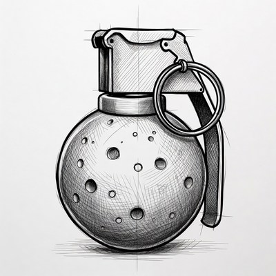 Moon Grenade Sketch Illustration