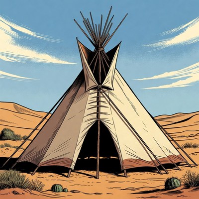 Teepee in Desert Landscape