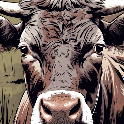 Close-up brown cow illustration