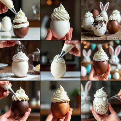 Decorating Easter Eggs with Whipped Cream