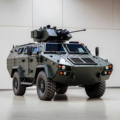 Armored Military Vehicle with Turret