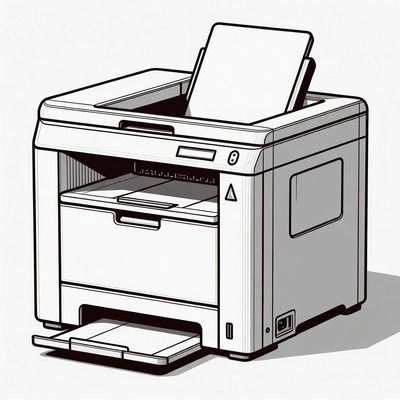 Line Art Laser Printer Illustration
