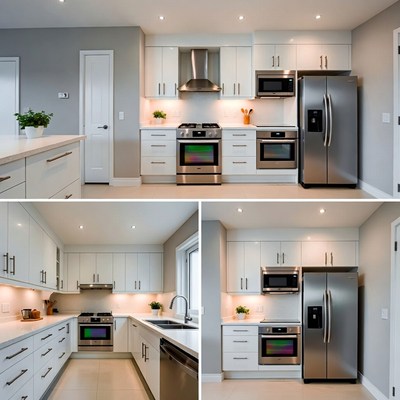Modern White Kitchen with Stainless Appliances