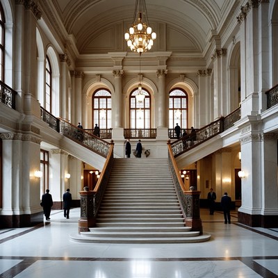 Grand Staircase Hall with People