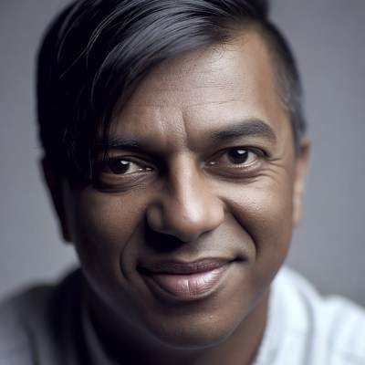 Smiling Asian man close-up portrait