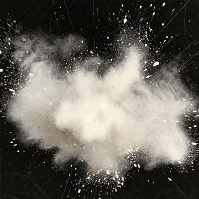 White powder explosion on black